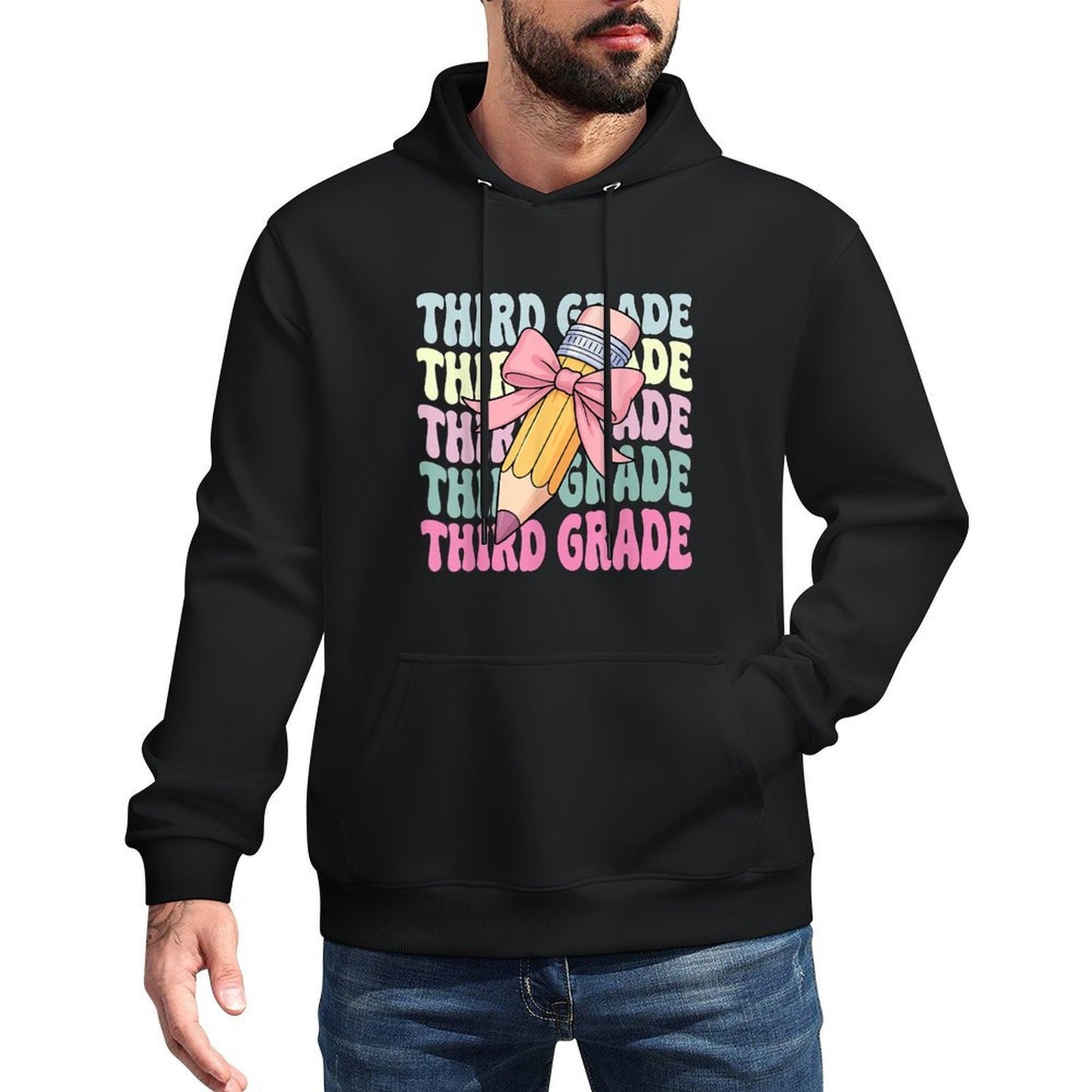 First Day Of School Third Grade Coquette 3rd Grade Breathable Fabric Hoodie
