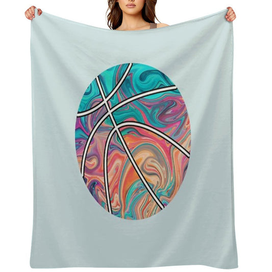 Basketball Ball Watercolors Throw Blanket