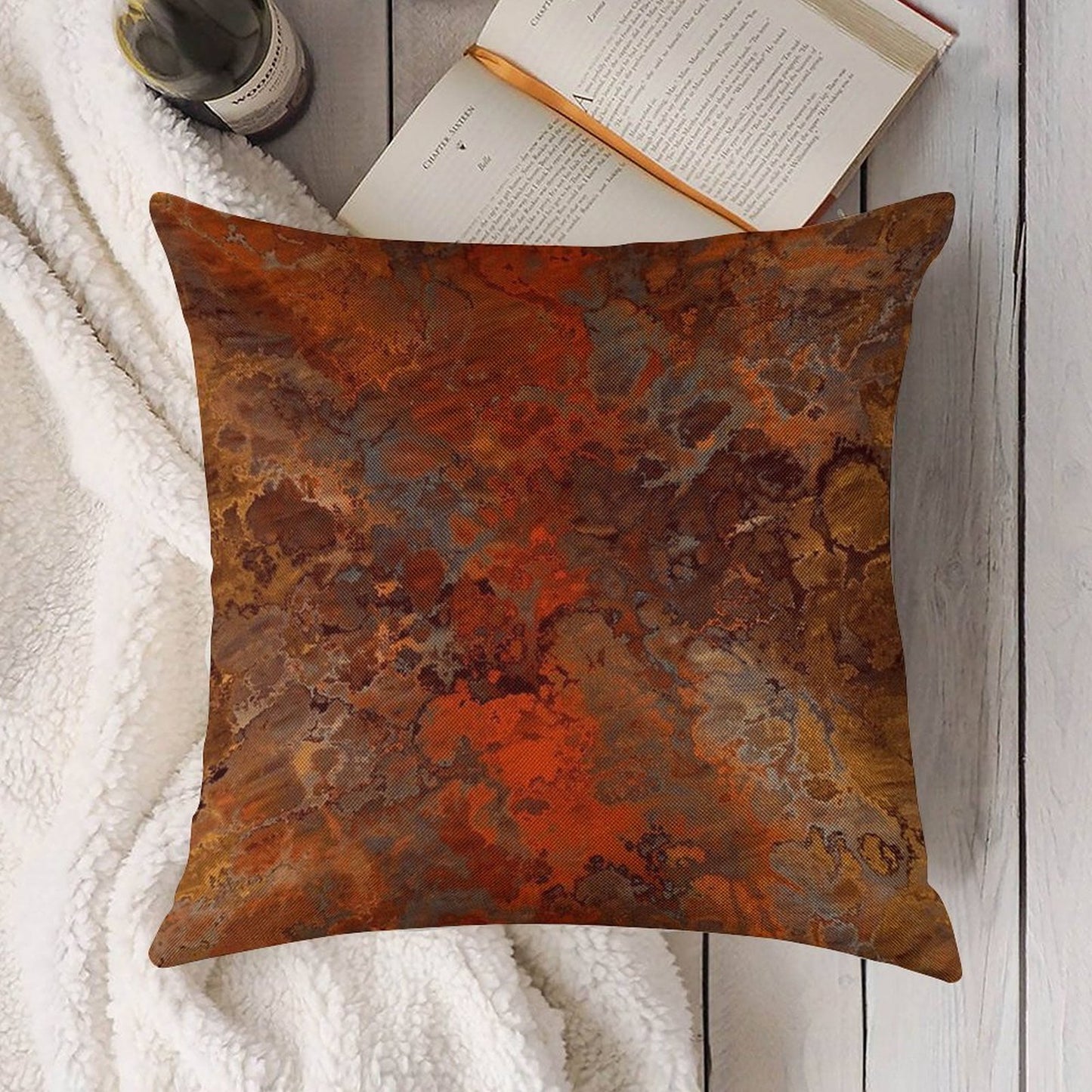 Gold And Rust Linen Throw Pillow Cover