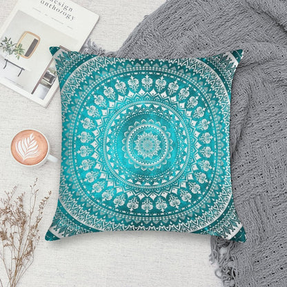 Mandala Turquoise Soft Reinforced Edging Throw Pillow