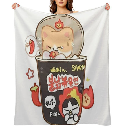 Buldak Korean Ramen Noodles Shiba Throw Blanket