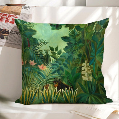 Henri Rousseau The Equatorial Jungle, 1909 Linen Throw Pillow Cover