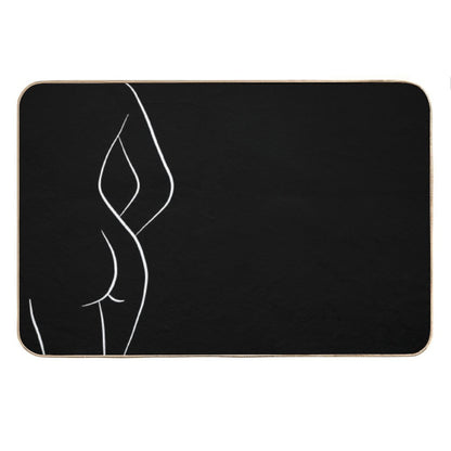 Woman Body Outline Line Art in Black - Hello Helena Bath Mat