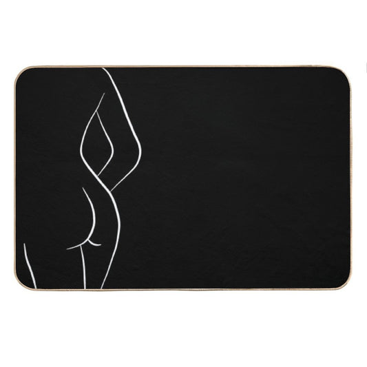 Woman Body Outline Line Art in Black - Hello Helena Bath Mat