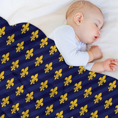 Fleur De Lys Gold Blue Larger Throw Blanket