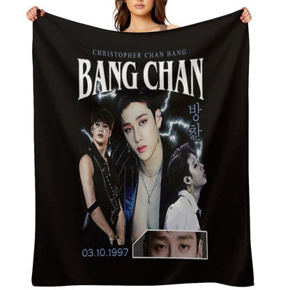 Bang Chan Shirt Vintage 90 Retro T Shirt Tee Throw Blanket