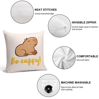 Cute Capybara, Be Cappy! Like A Capybara, Capy Soft Anti-Pilling Throw Pillow