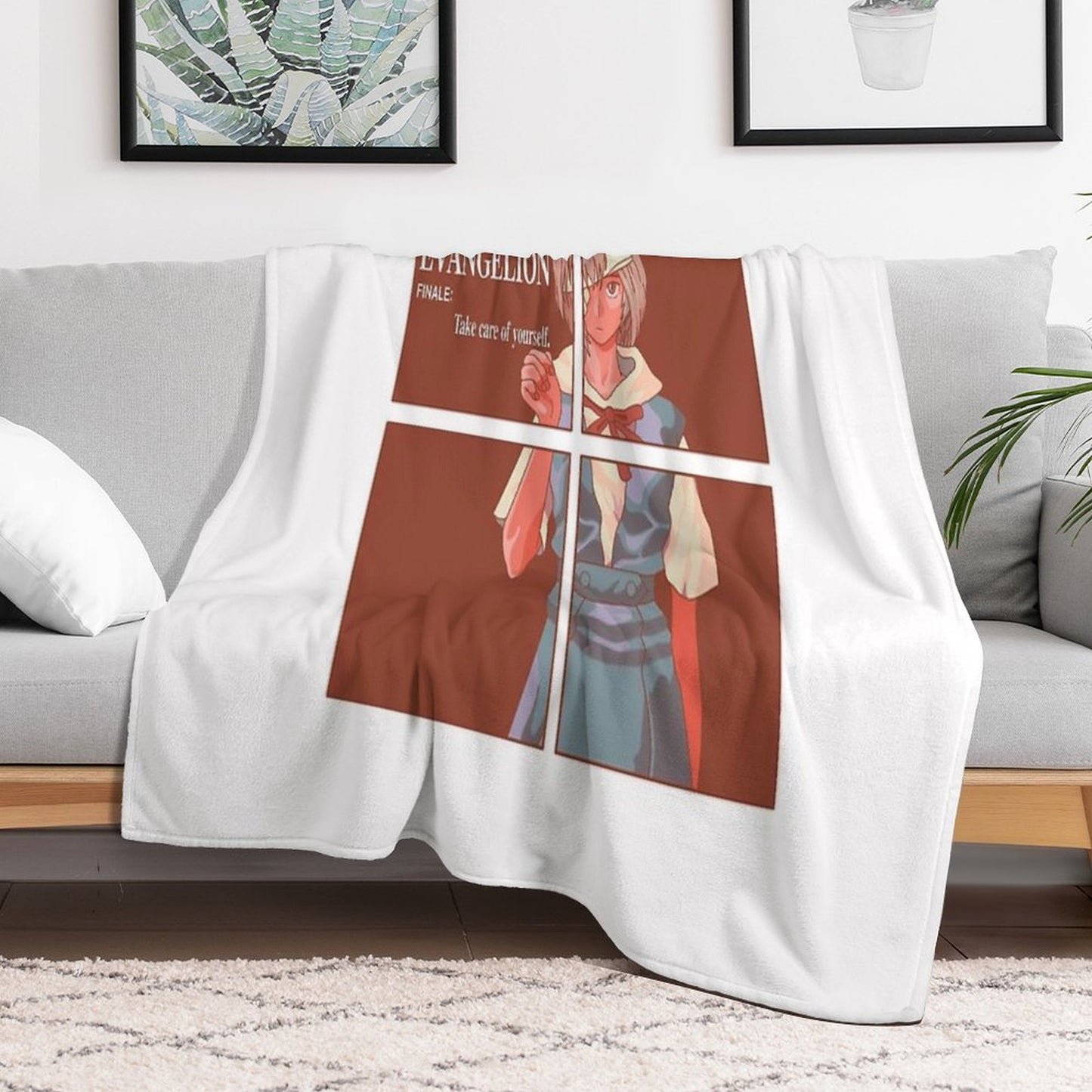 Rei Ayanami Finale Take Care Of Yourself Throw Blanket