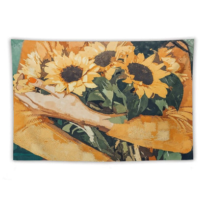 Holding Sunflowers Tapestry