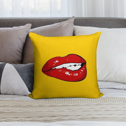 Sexy Biting Lips Throw Pillow Face Mask Soft Washable Throw Pillow