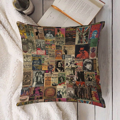 Rock N' Roll Stories Linen Throw Pillow Cover
