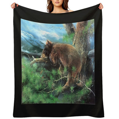 Cinnamon Tree Black Bear Cub Throw Blanket