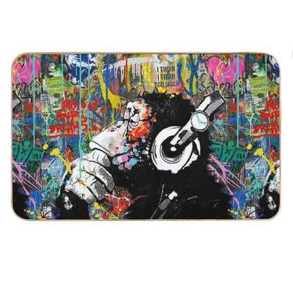 Monkey Thinker - Banksy Urban Contemporary Colorful Street Art -  DJ Chimp Bath Mat