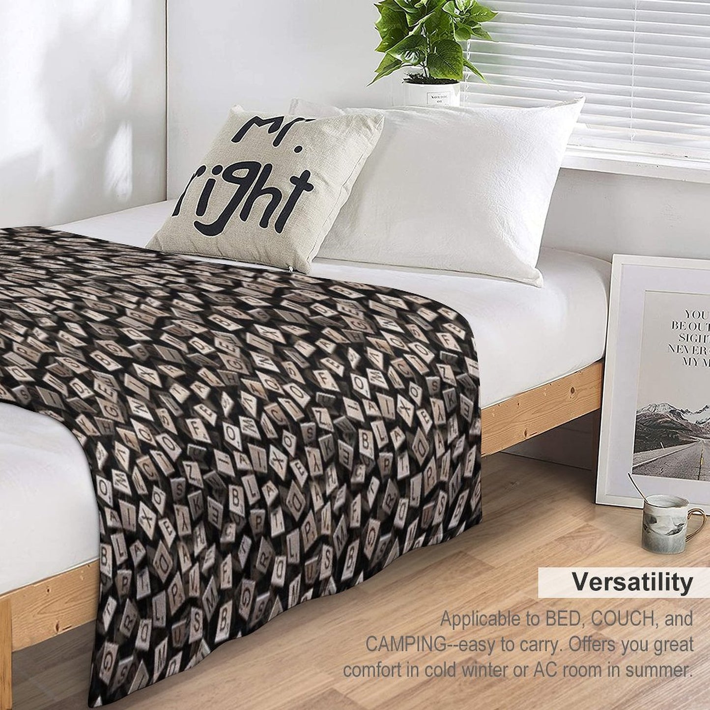Scrabble Tile Madness Pattern Throw Blanket
