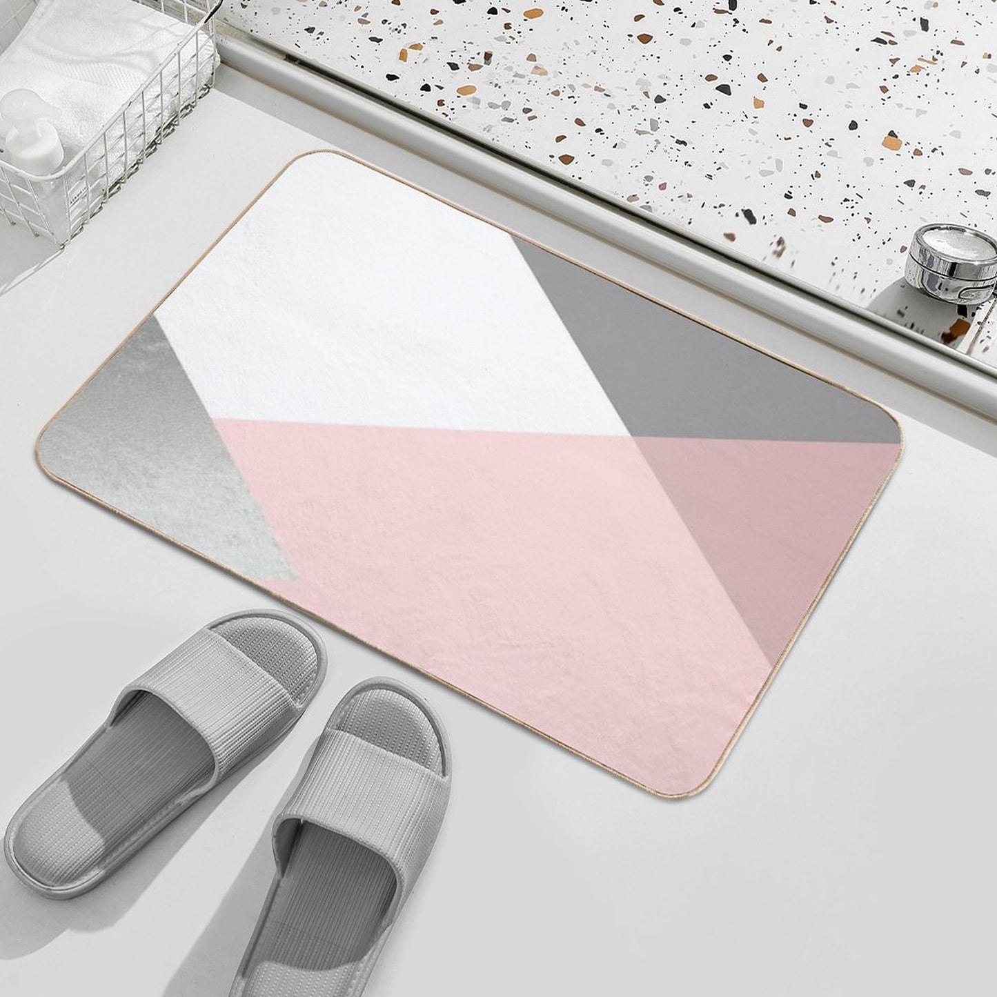 Geometrics - Grey Blush Silver Bath Mat