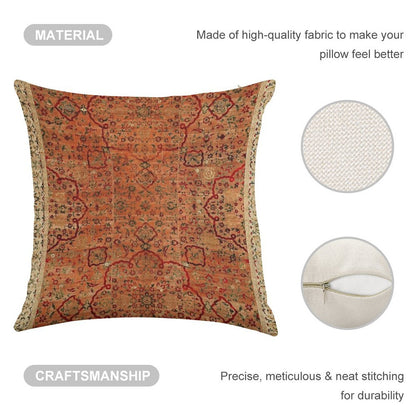 17th Century Velvet And Silk Carpet Print Linen Throw Pillow Cover