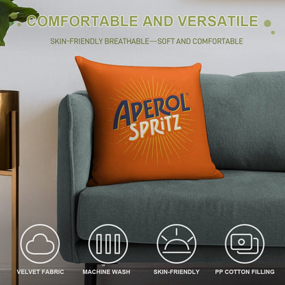 Aperol Spritz Orange Soft Shrink-Resistant Throw Pillow