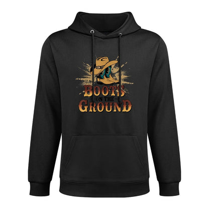 Boots On The Ground Western Cowboy Rodeo Country Cotton-Polyester Blend Hoodie