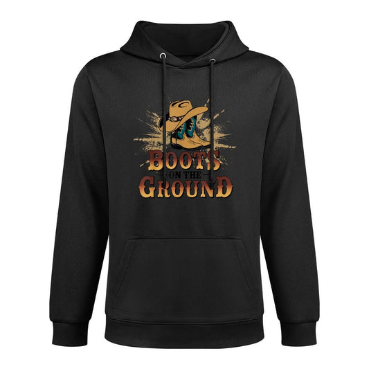 Boots On The Ground Western Cowboy Rodeo Country Cotton-Polyester Blend Hoodie
