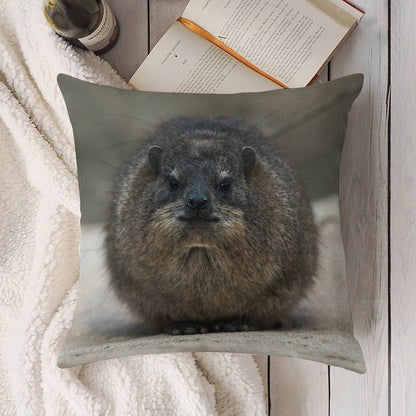 Rock Hyrax Linen Throw Pillow Cover
