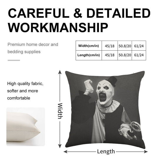 Terrifier Art The Clown Horror Linen Throw Pillow Cover