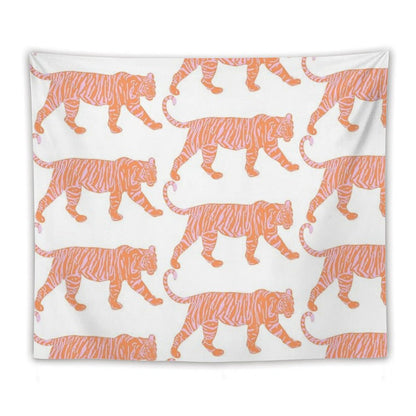 Orange And Pink Tiger Tapestry