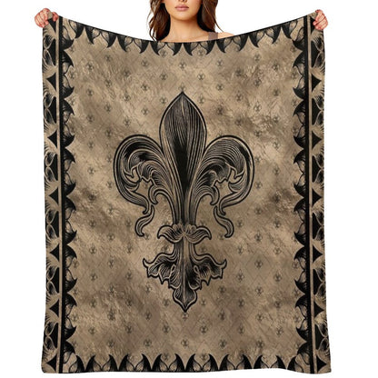 Fleur-de-lis - Black And Gold Throw Blanket