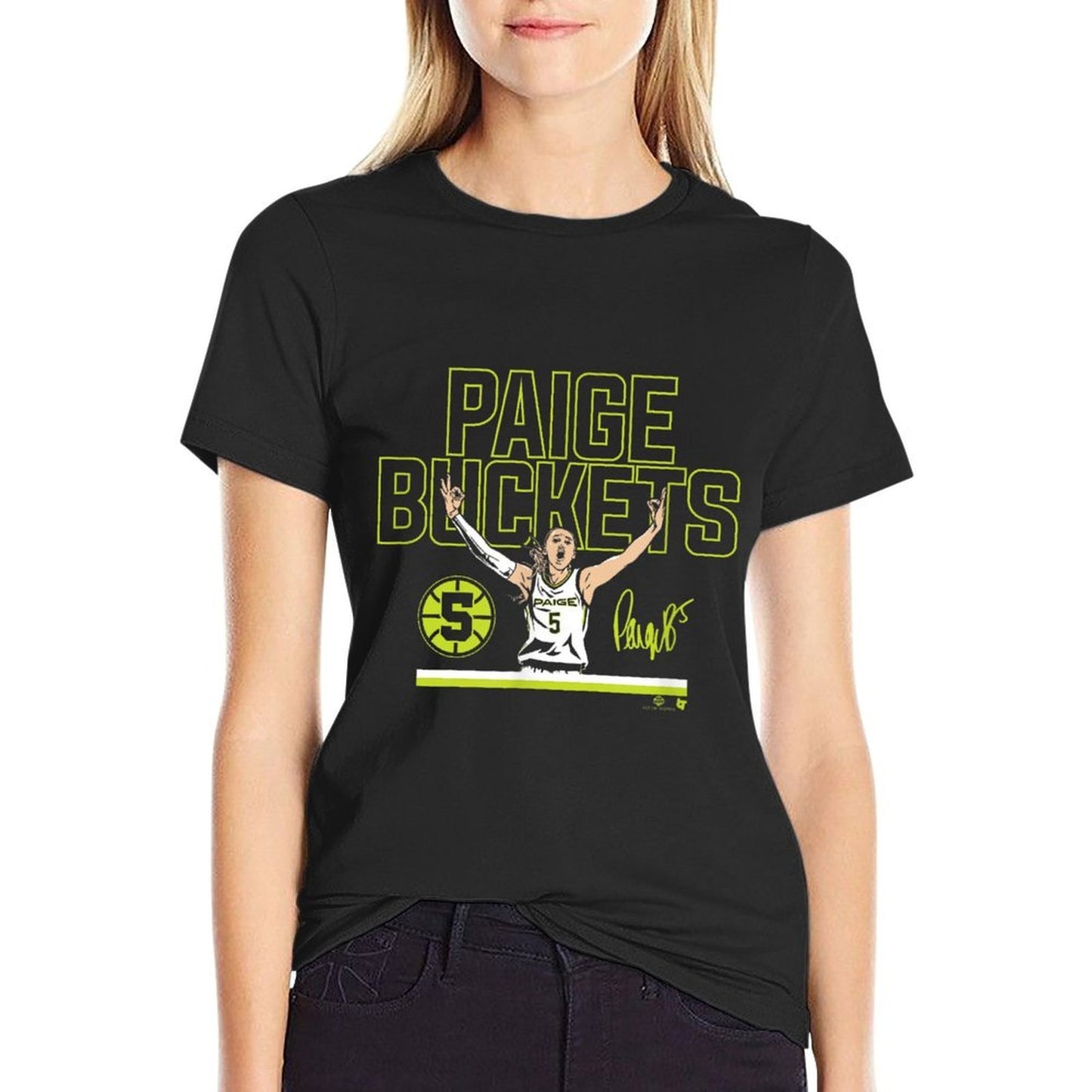 Paige Bueckers - Buckets Stripe (Navy) - Dallas Basketball  Tagless Design T-Shirt