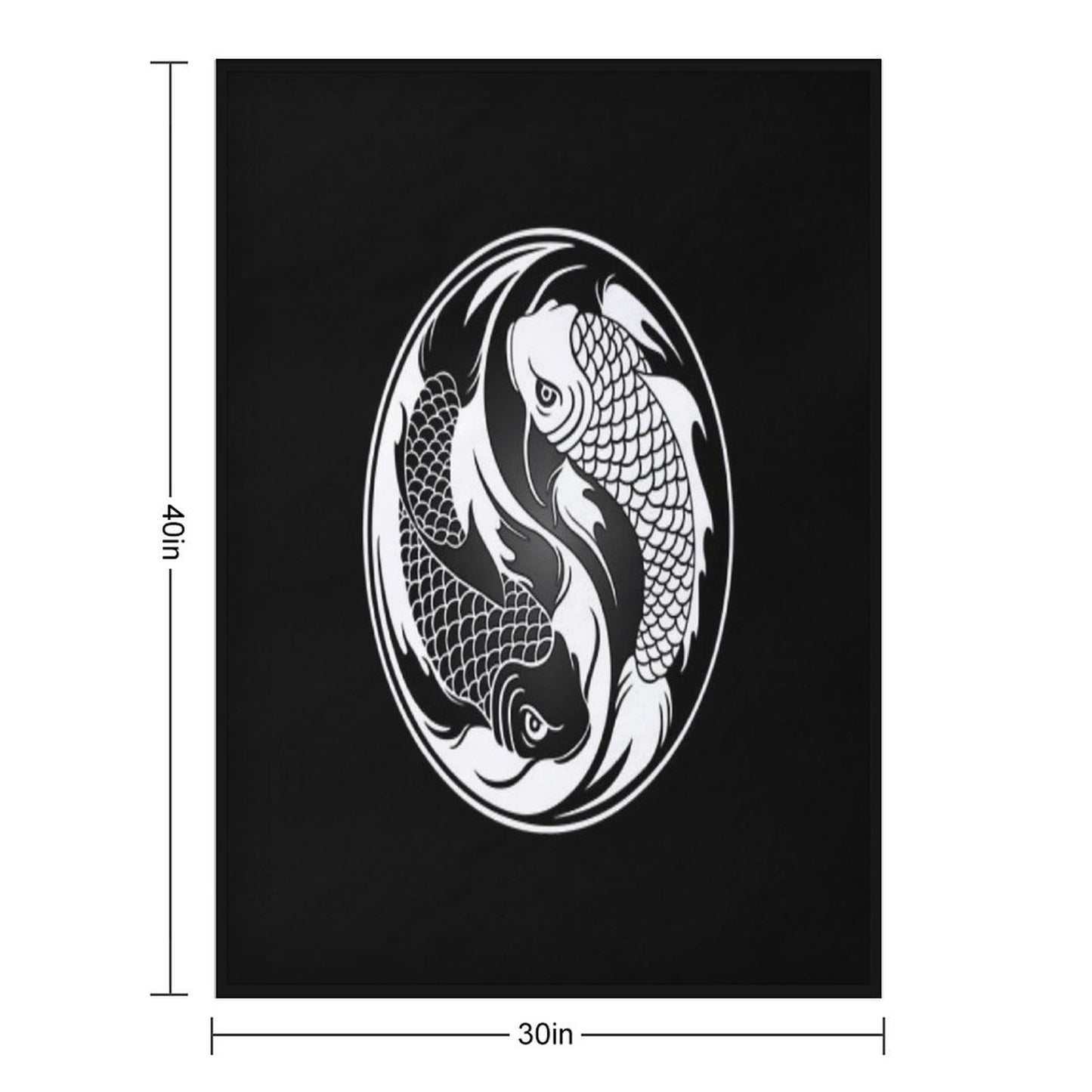 Black And White Yin Yang Koi Fish Throw Blanket