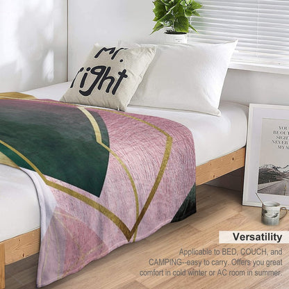 Emerald Green And Pink Geo No 1 Throw Blanket