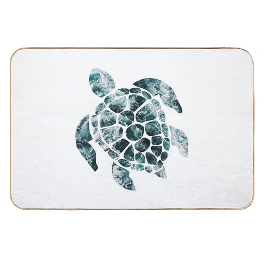 Sea Turtle - Turquoise Ocean Waves Bath Mat