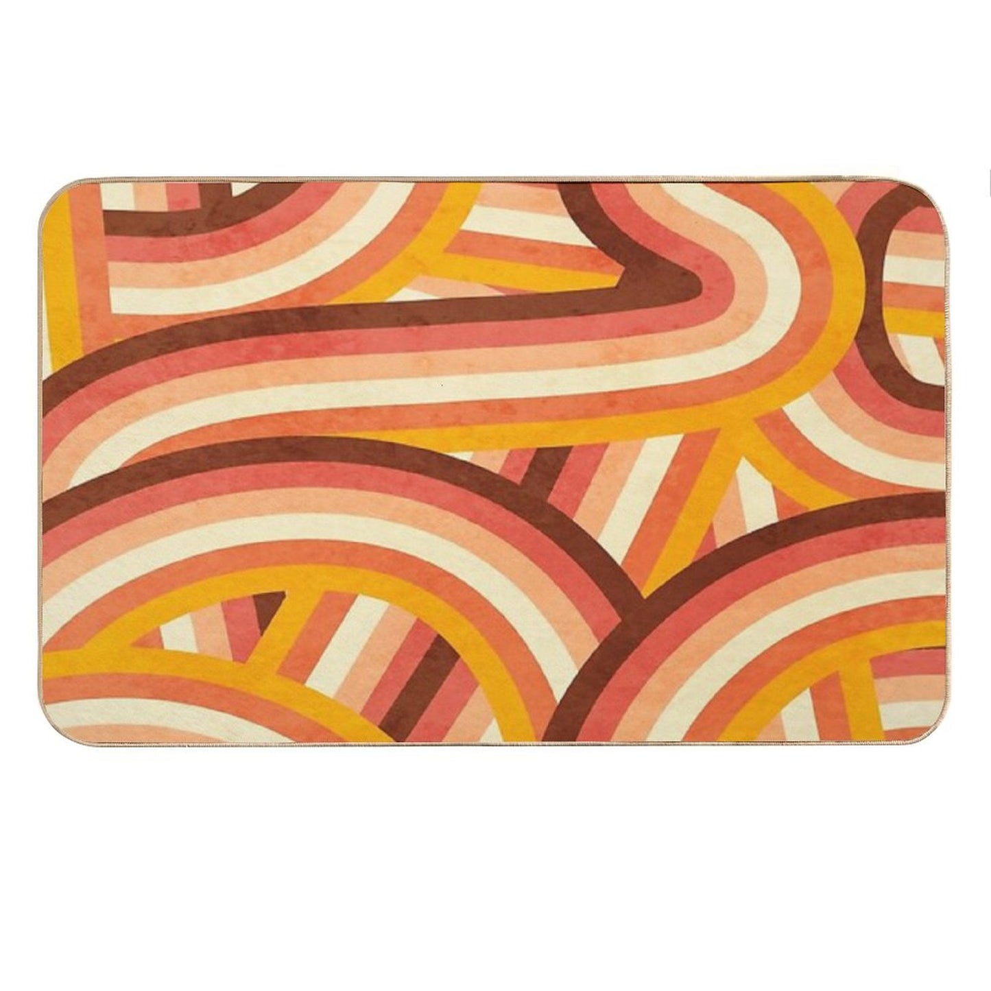 Vintage Orange 70's Style Rainbow Stripes Bath Mat