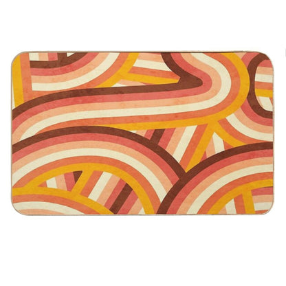Vintage Orange 70's Style Rainbow Stripes Bath Mat