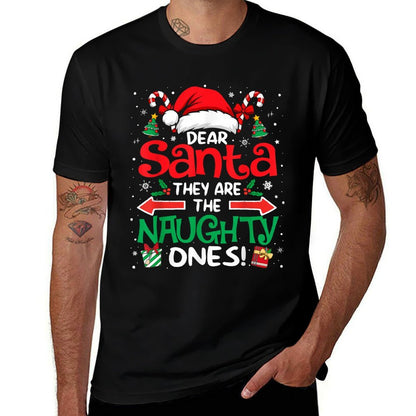 Dear Santa They Are The Naughty Ones Funny Christmas  Polyester Blend T-Shirt
