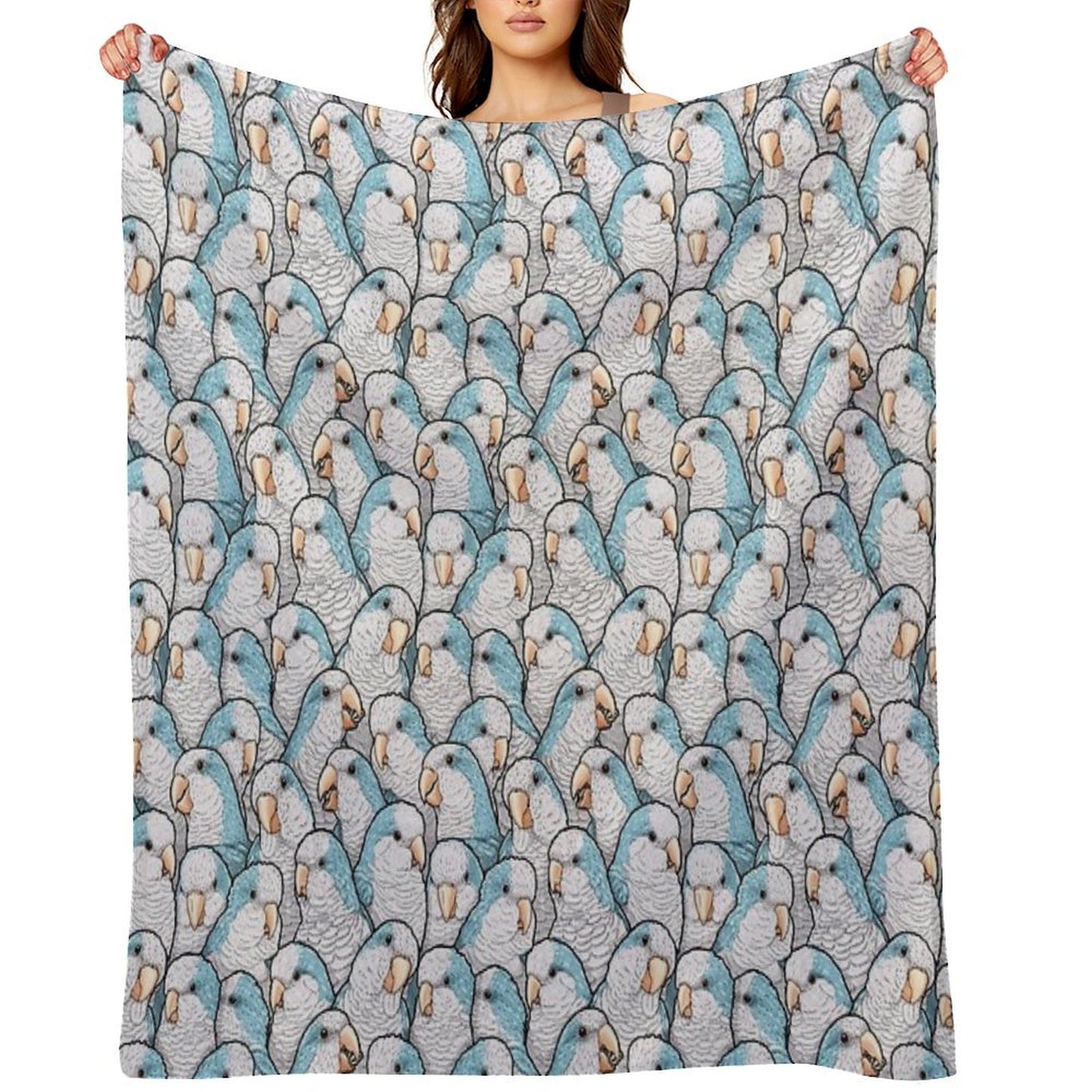 Blue Quaker Monk Parakeets Throw Blanket