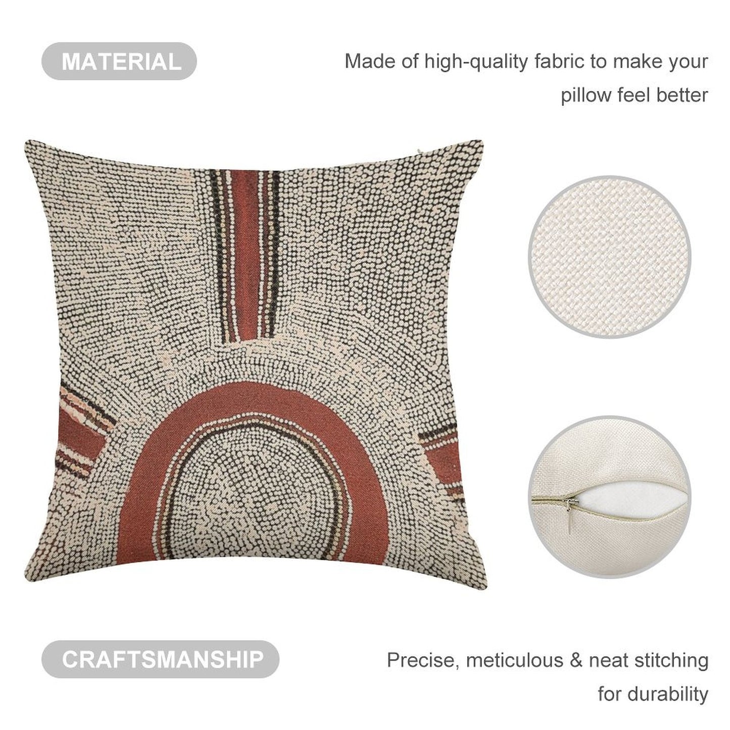 Awesome Aboriginal Dot Art Linen Throw Pillow Cover