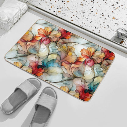Elegant Floral Glass Effect Seamless Pattern Fire And Ice  Versatile Bath Mat