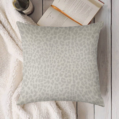 Pale Gray Leopard Linen Throw Pillow Cover