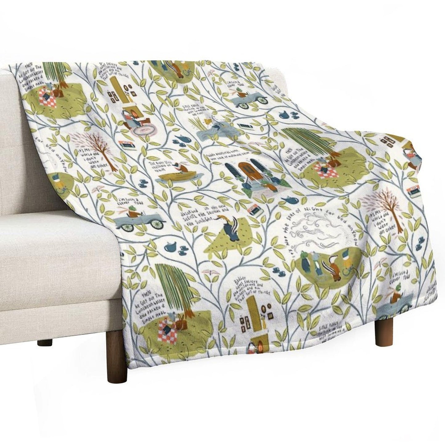 Wind in The Willows (light) Throw Blanket