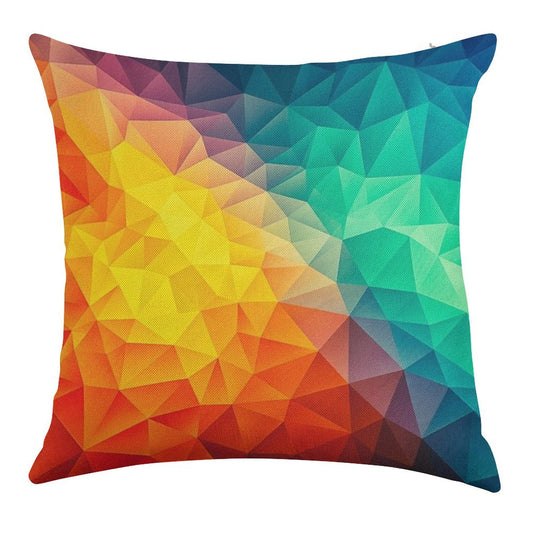 Abstract Multi Color Cubizm Painting Linen Throw Pillow Cover