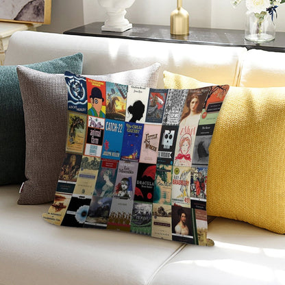 Classic Literature Book Covers Soft Warmth Comfort Throw Pillow
