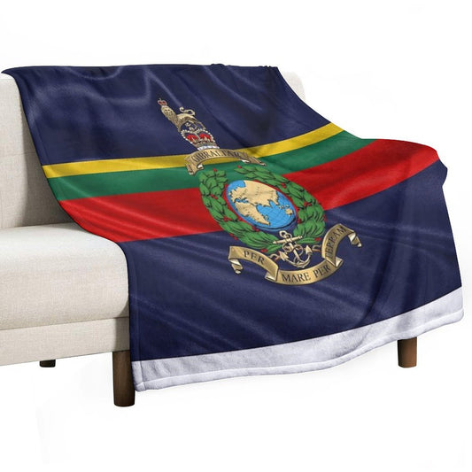 Royal Marines - RM Badge over Royal Marine Flag Throw Blanket