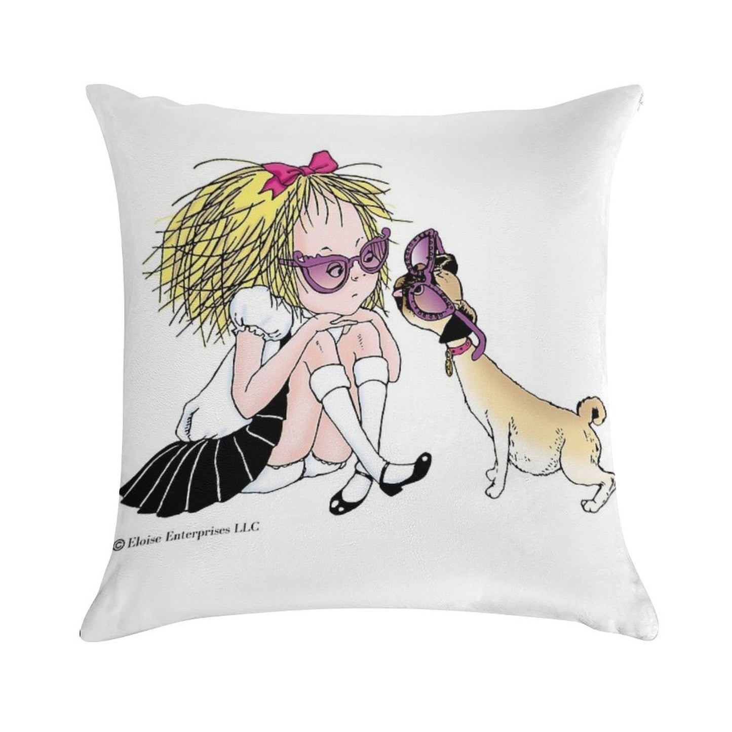 Eloise And Weenie in Sunglasses Soft Durable Construction Throw Pillow