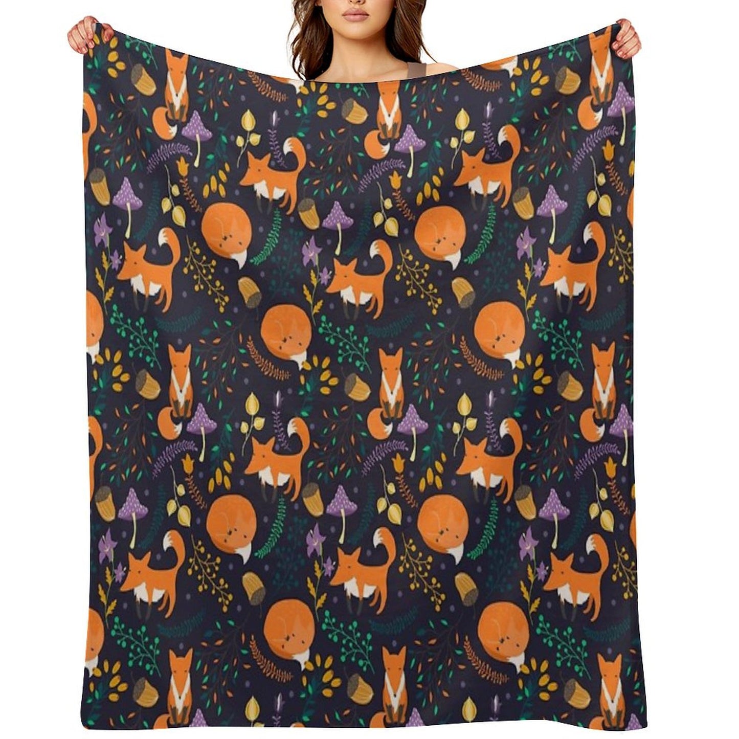 Foxes in The Magic Forest Throw Blanket