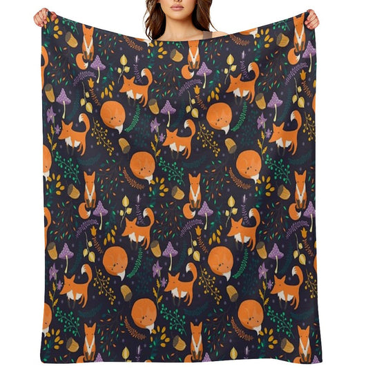 Foxes in The Magic Forest Throw Blanket