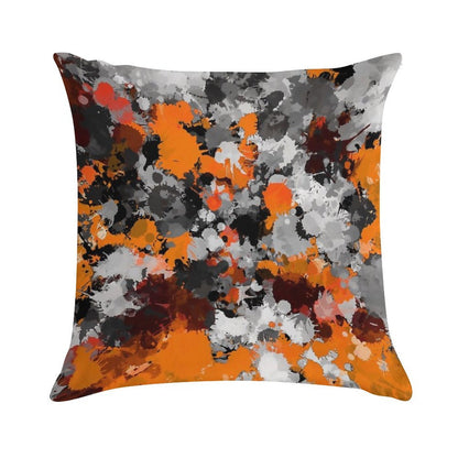 Orange And Grey Paint Splatter Soft Style Accent Throw Pillow