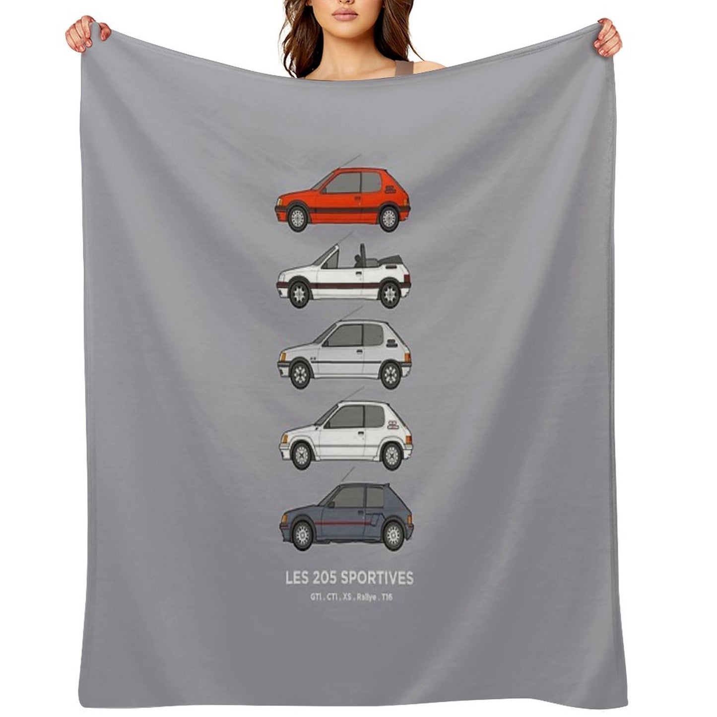 Peu Geot 205 Classic Car Collection Throw Blanket