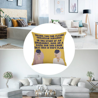 Trixie And Katya Christian Airlines Linen Throw Pillow Cover