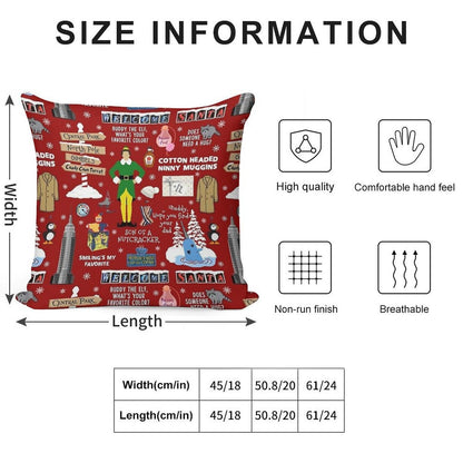 Buddy The Elf Collage, Red Background Soft Ultra-Soft Texture Throw Pillow