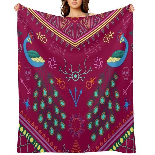 Mollymauk Tealeaf Inspired Print Throw Blanket